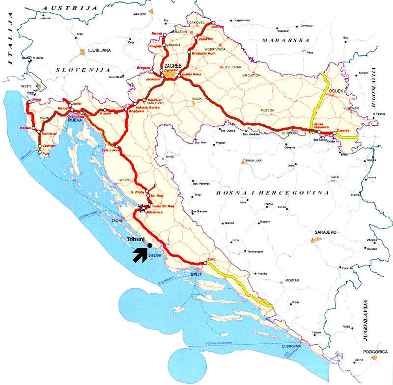 karta hrvatske tribunj Apartmani Smiljanić karta hrvatske tribunj